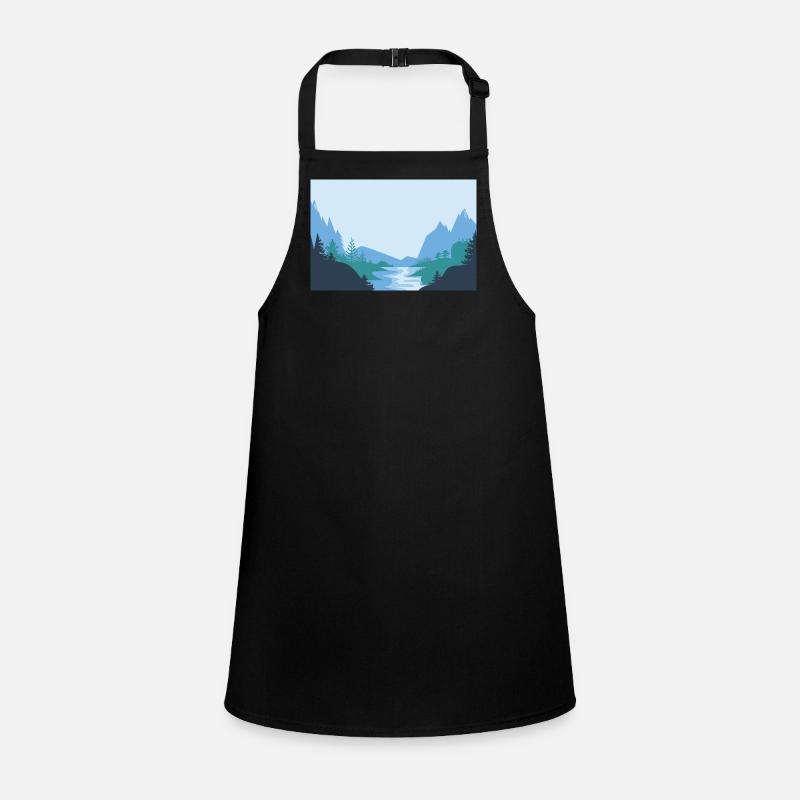Minimalist landscape with river and mountains Children's Apron