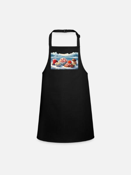 Further north - Mors, Struganina, Pelmeni, Caviar, - Children's Apron - black - Front