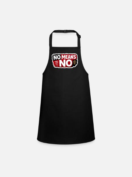 No Means No Consent Awareness Sticker - Tablier Enfant - noir - Devant