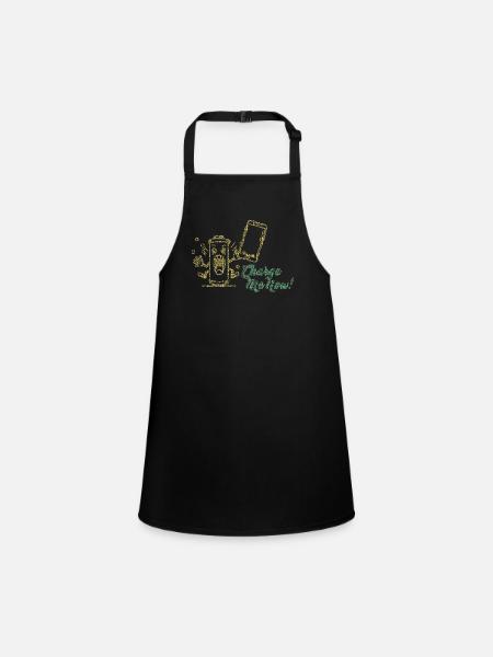 Battery Buddy: Charge Me Now! - Children's Apron - black - Front