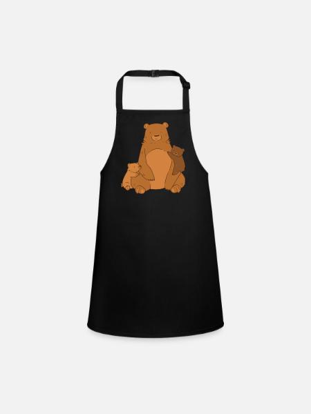 Motif d’ours à tête d’ours brun pour équipe d’ours brun ou - Tablier Enfant - noir - Devant