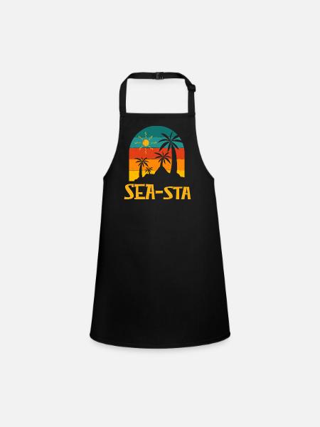 Seasta Beach Summer Ocean Tropical Seaside Trip - Children's Apron - black - Front