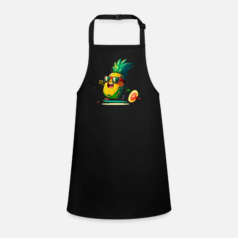 Funny pineapple skating Children's Apron