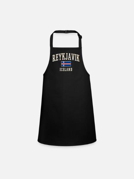 Reykjavik Iceland Vintage Flag Tee - Children's Apron - black - Front