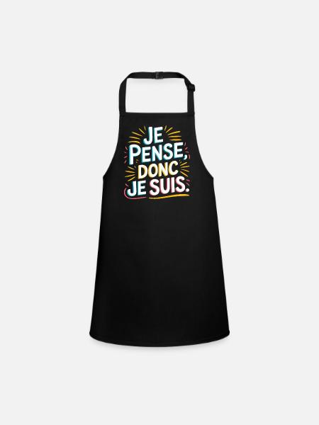 Je pense, donc je suis - Tablier Enfant - noir - Devant