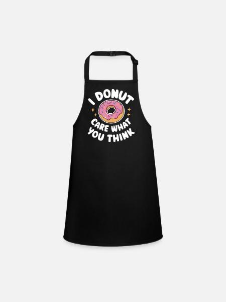 Donut Donuts Candy Bagel - Children's Apron - black - Front