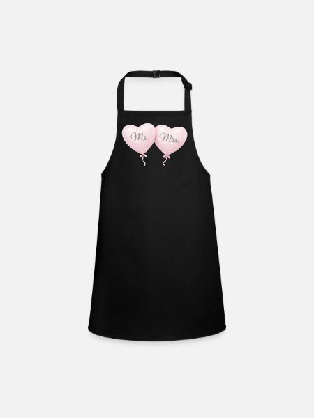 Mr Mrs Herzballon Paar Motiv - Schürze für Kinder - Schwarz