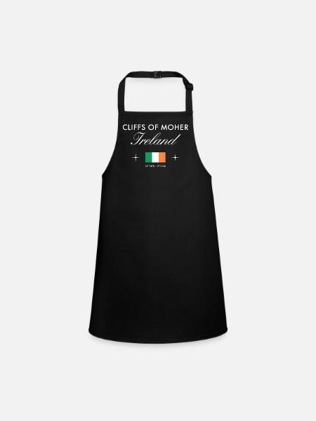 Cliffs of Moher Ireland Coordinates Travel Souvenir - Children's Apron - black - Front