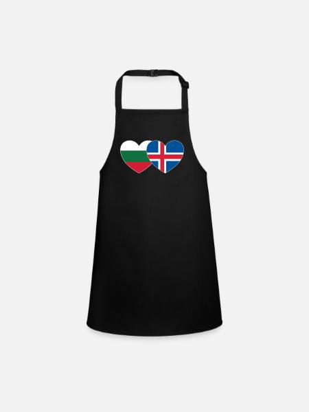 Bulgarie Islande Drapeau Coeur - Tablier Enfant - noir - Devant