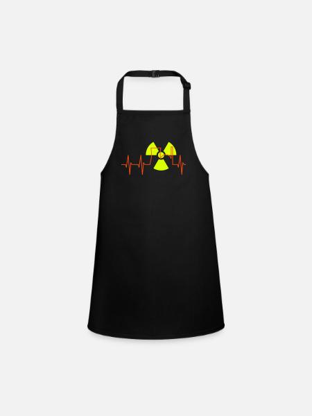 ECG, nuclear power plant and radiation warning signs - Children's Apron - black - Front