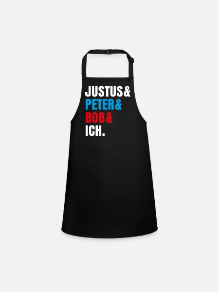 Die Drei ??? Justus& Peter& Bob& Ich - Schürze für Kinder - Schwarz - Vorne
