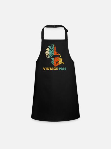 Vintage Gramophone 60th birthday 1962 60 years old - Children's Apron - black - Front