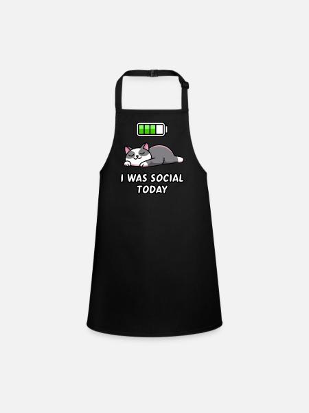 Recharge Mode: I Was Social Today - Children's Apron - black - Front
