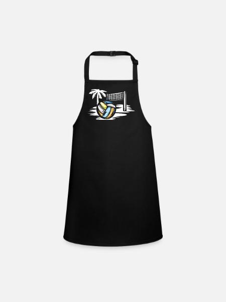 Volleyball on the Beach - Beach Volleyball Symbol - Children's Apron - black - Front