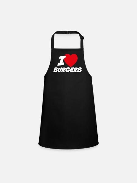 Ich liebe Burger - Schürze für Kinder - Schwarz - Vorne