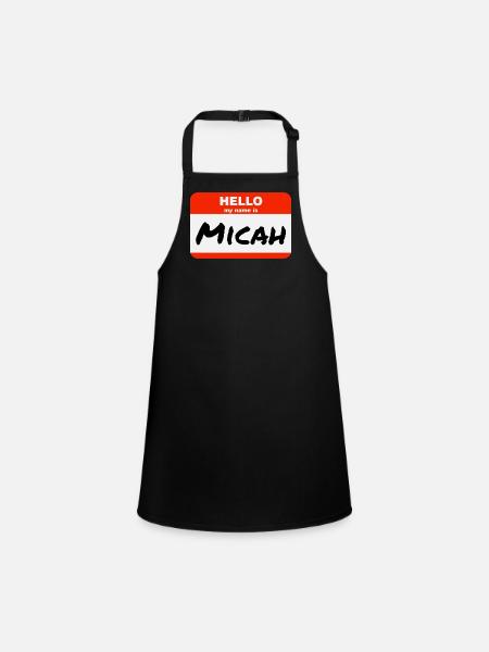 Hello My Name Is Micah Label Name Tag - Children's Apron - black - Front