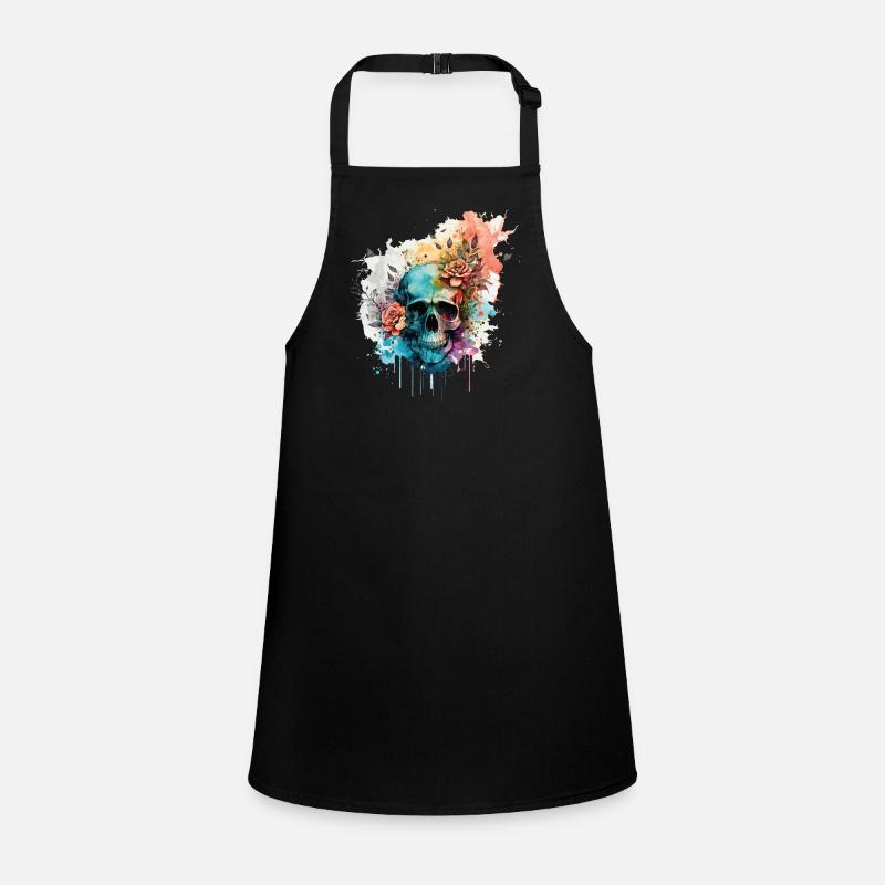 Skull Skeleton Flowers Roses Splash Children's Apron