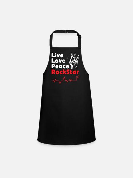 Live Love Peace Rockstars - Schürze für Kinder - Schwarz - Vorne