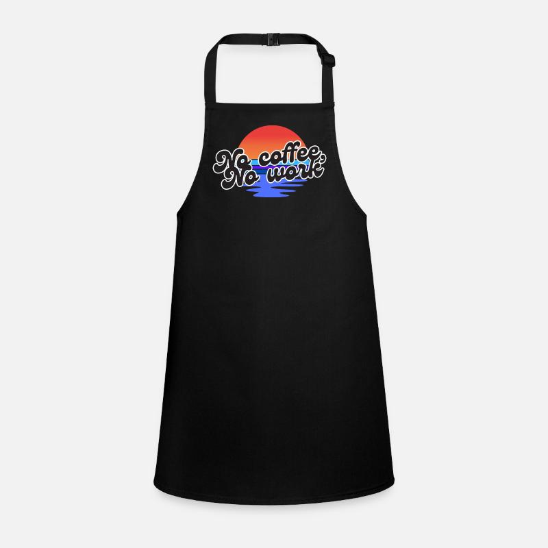 No coffee no work – Sunset retro fun Children's Apron
