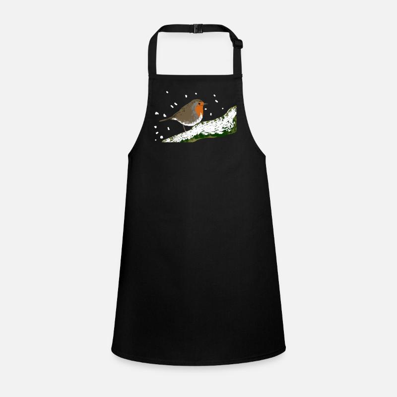 Robin Winter Motif Snow Bird Branch Children's Apron