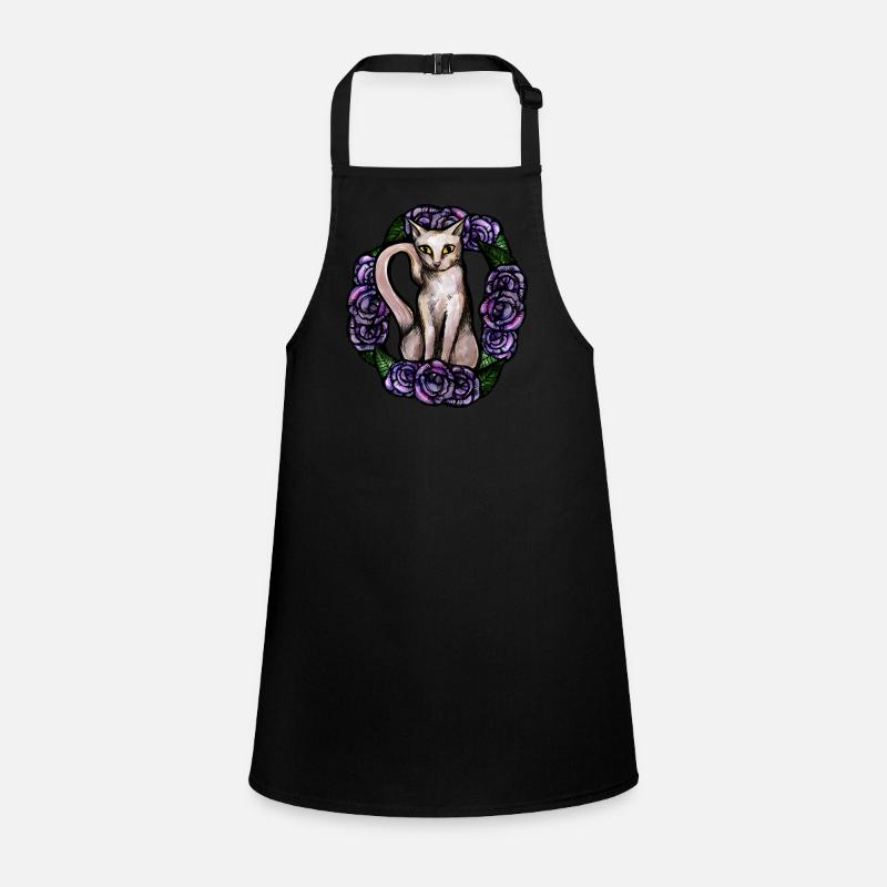Chat Blanc Purple Rose Tablier Enfant
