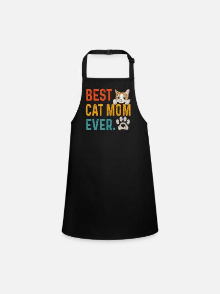 Jahrgang Beste Katzenmutter aller Zeiten, Katzenmutter Geschenk - Schürze für Kinder - Schwarz - Vorne