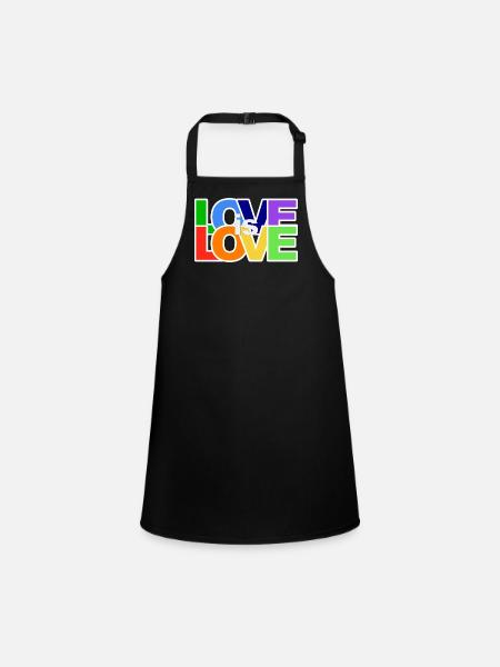 Farbenfrohes Love-Statement - Schürze für Kinder - Schwarz - Vorne