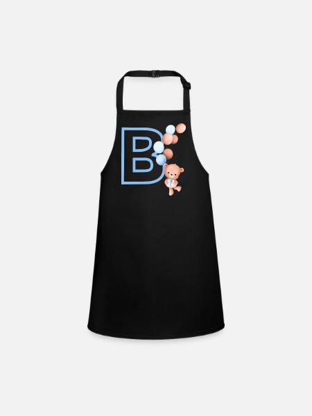 Letter b blue bear - Children's Apron - black - Front