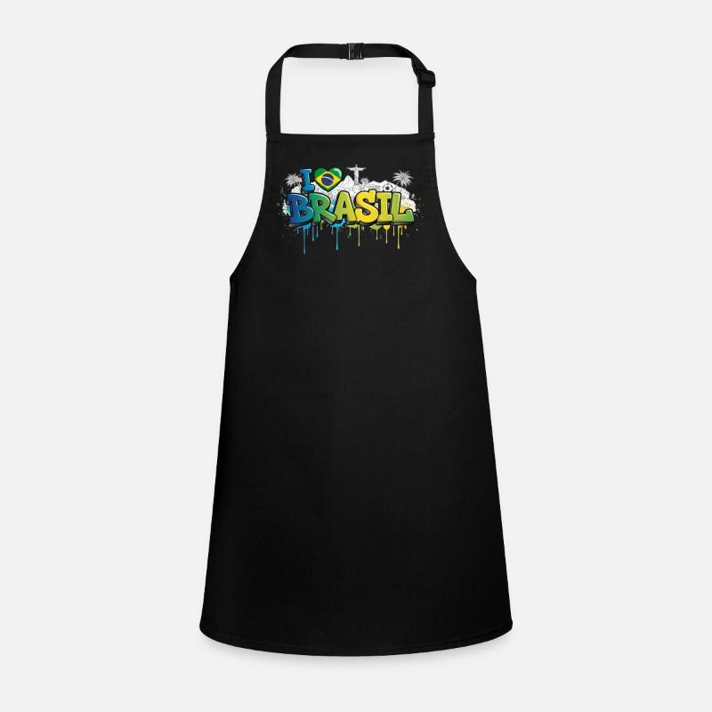 Brésil Amour drapeau Graffiti Tee Design - Tablier Enfant - noir