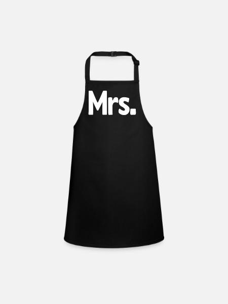 Mrs. Matching Paar Verlobung Hochzeit Flitterwochen - Schürze für Kinder - Schwarz - Vorne