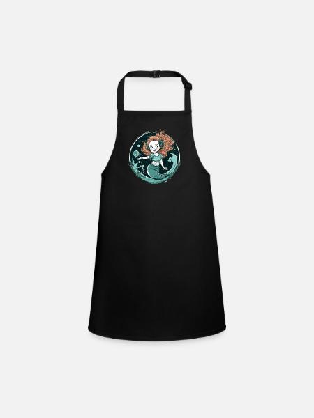 Mermaid with red hair - Children's Apron - black - Front