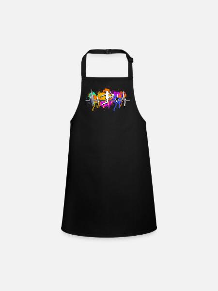 Women's football heartbeat - Children's Apron - black - Front