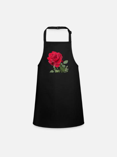 Red rose - Children's Apron - black - Front