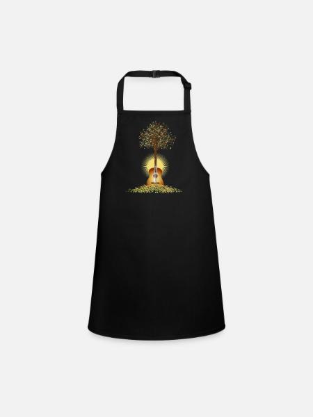 motif de guitare surréaliste rayonnant avec arbre - Tablier Enfant - noir - Devant