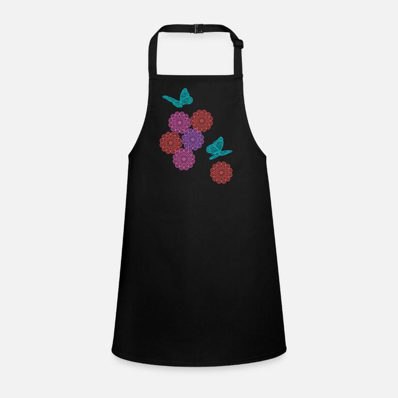 Lace flowers - Children's Apron - black