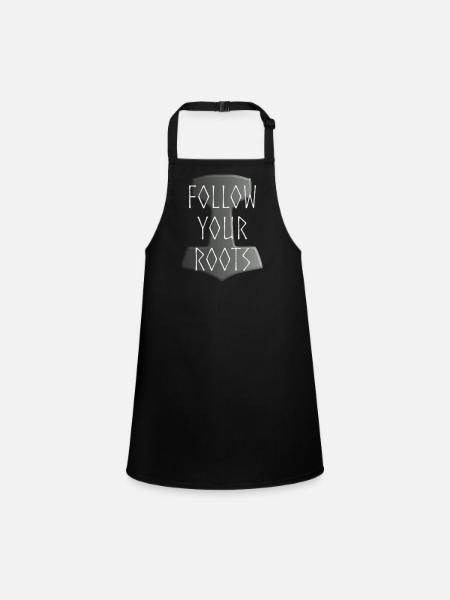 Mjölnir Donar Hammer Thor - Follow your Roots grey - Children's Apron - black - Front