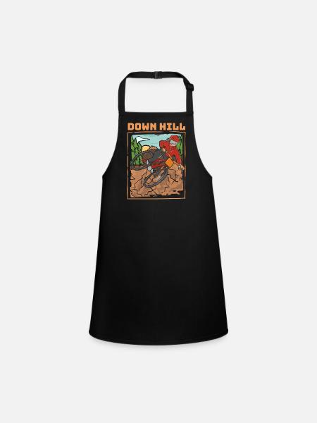 downhill vintage style downhill rider jumping - Children's Apron - black - Front