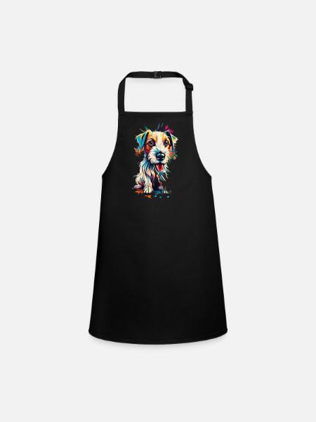 Jack Russel Terrier Farbenfroh - Jack Russel - Schürze für Kinder - Schwarz - Vorne