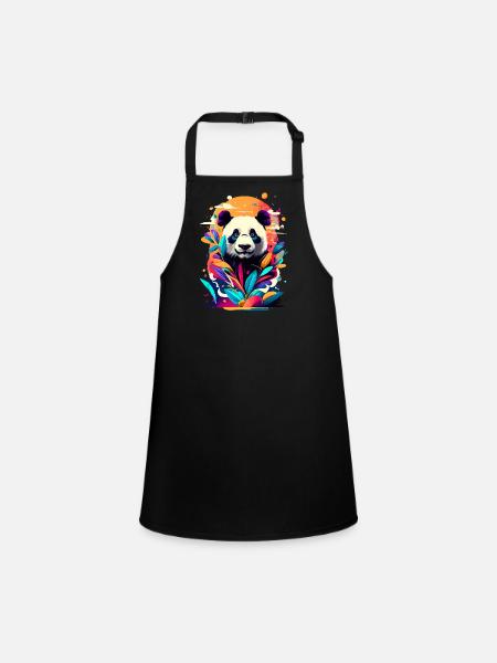 Panda Japan Asien - Panda Bär Farbenfroh - Schürze für Kinder - Schwarz