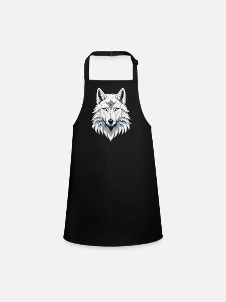 Loup sauvage blanc - Tablier Enfant - noir - Devant