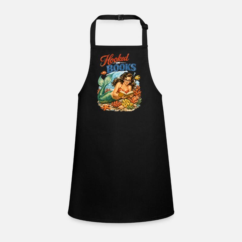 Retro Mermaid: Hooked on Books Pin-up Design Children's Apron
