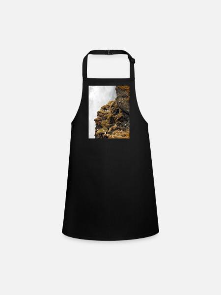Seabirds sitting on the cliff near waterfall - Children's Apron - black - Front