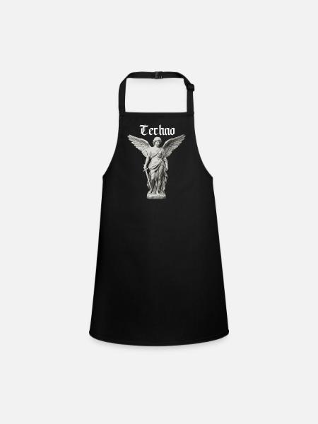 Techno Angel Gothic Statue Motif - Children's Apron - black - Front