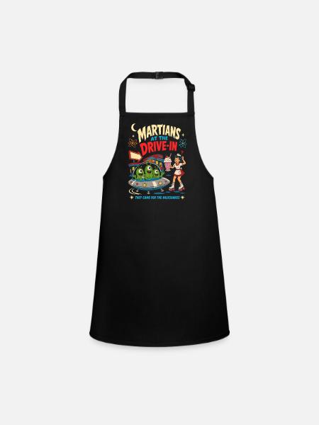 Martians at the Drive-In Diner - Children's Apron - black - Front