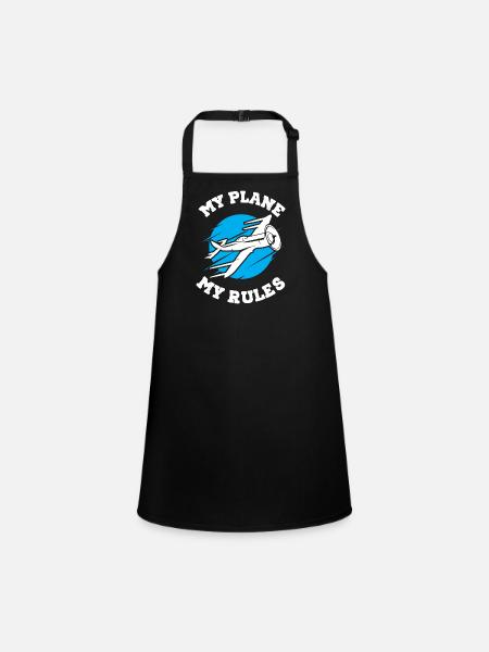 My Plane My Rules - Children's Apron - black - Front