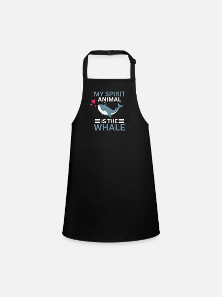 Ocean Animal Predator Gift Funny Whale - Children's Apron - black - Front