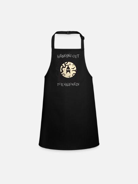 Hanging Halloween Bat - Children's Apron - black - Front