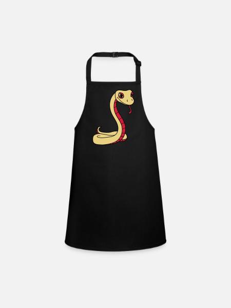 snake face head gecko lizard real reptile - Children's Apron - black - Front