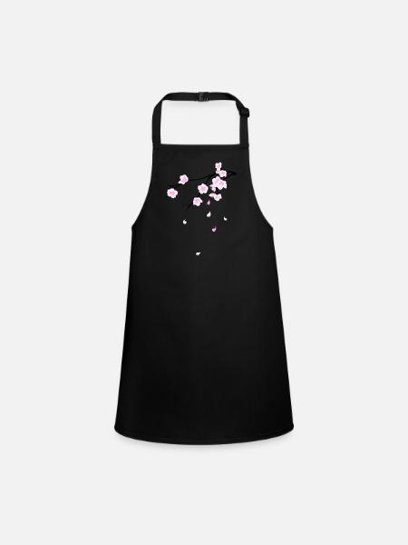Cherry Blossoms - Children's Apron - black