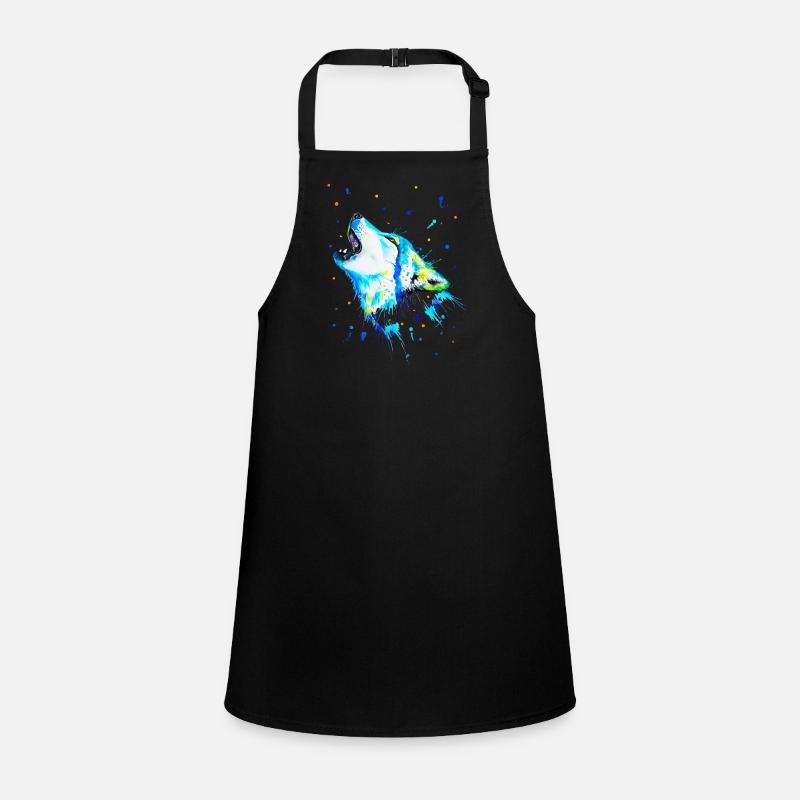 Blue howling wolf Children's Apron